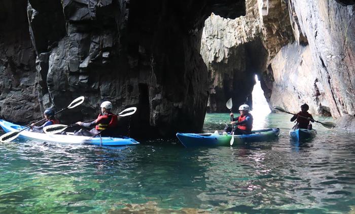 Exploring the Caves near St Davids by Kayak